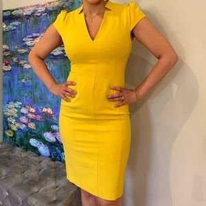 Vince Camuto bright yellow cocktail dress